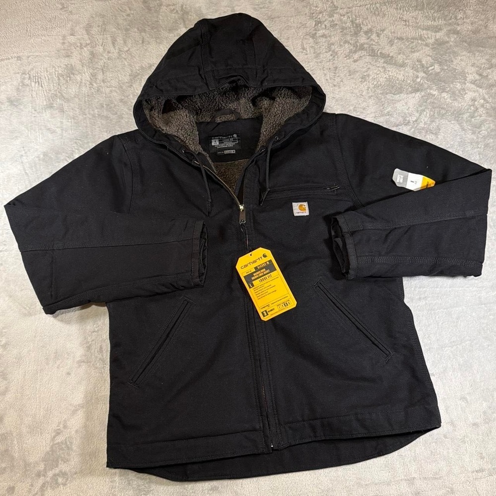 NWT Carhartt Washed Duck Sherpa-Lined Jacket | Black | Small